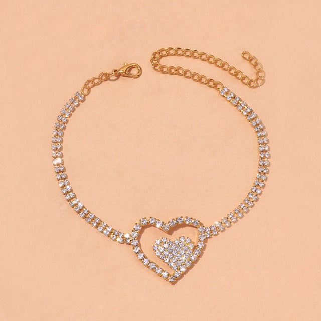 Amaya Double Heart Anklet