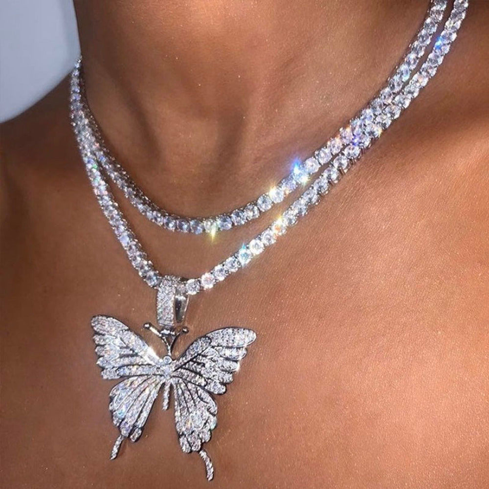 Crystal Butterfly Pendant Necklace